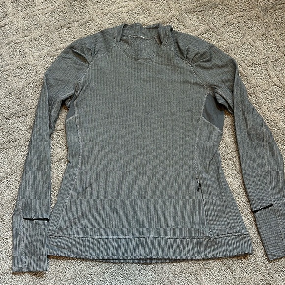 Lululemon Think Fast Ling Sleeve - size 10 - Heathered Herringbone Black/Slate - Picture 3 of 6